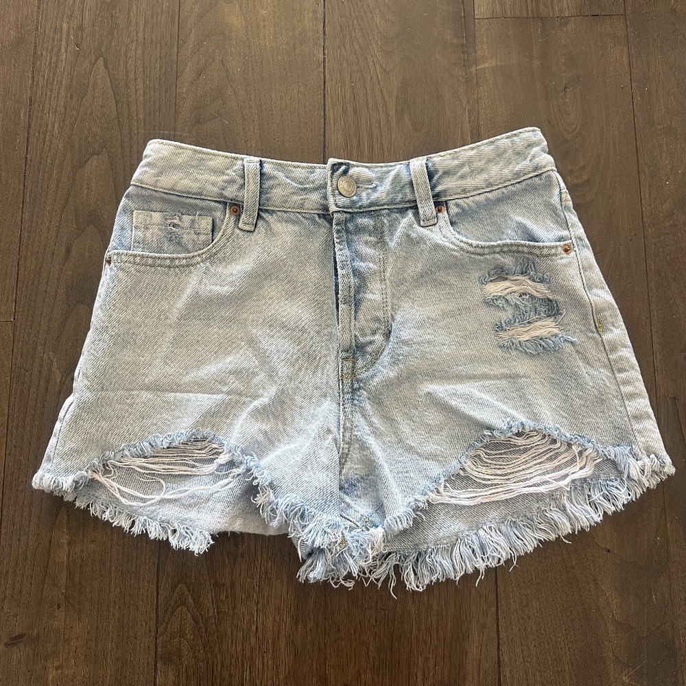 PACSUN Light Wash Distress Denim Shorts